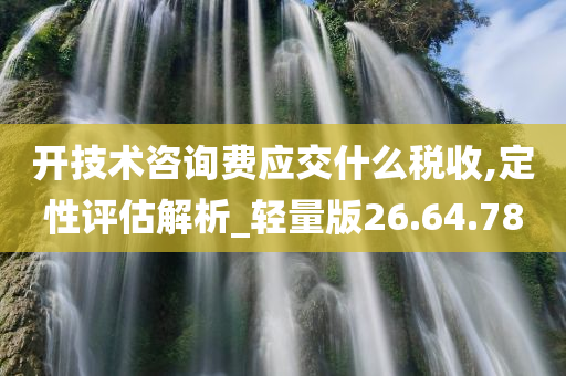 开技术咨询费应交什么税收,定性评估解析_轻量版26.64.78