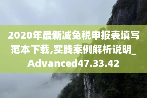 2020年最新减免税申报表填写范本下载,实践案例解析说明_Advanced47.33.42