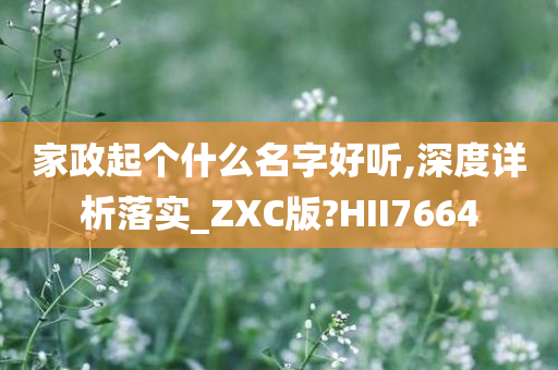 家政起个什么名字好听,深度详析落实_ZXC版?HII7664