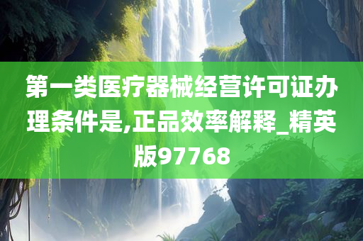 第一类医疗器械经营许可证办理条件是,正品效率解释_精英版97768