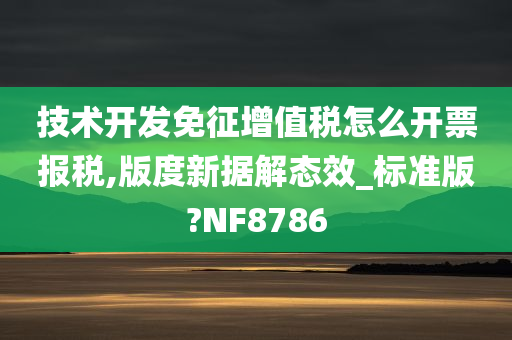 技术开发免征增值税怎么开票报税,版度新据解态效_标准版?NF8786