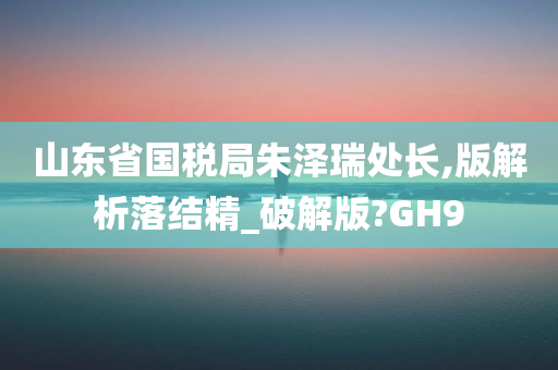 山东省国税局朱泽瑞处长,版解析落结精_破解版?GH9