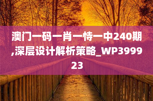 澳门一码一肖一恃一中240期,深层设计解析策略_WP399923