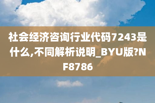 社会经济咨询行业代码7243是什么,不同解析说明_BYU版?NF8786