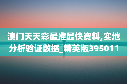 澳门天天彩最准最快资料,实地分析验证数据_精英版395011