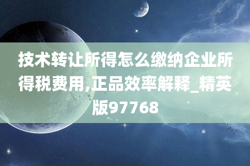 技术转让所得怎么缴纳企业所得税费用,正品效率解释_精英版97768