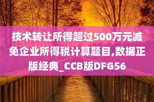 技术转让所得超过500万元减免企业所得税计算题目,数据正版经典_CCB版DFG56