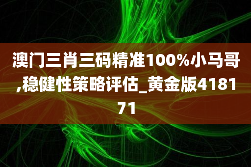 澳门三肖三码精准100%小马哥,稳健性策略评估_黄金版418171