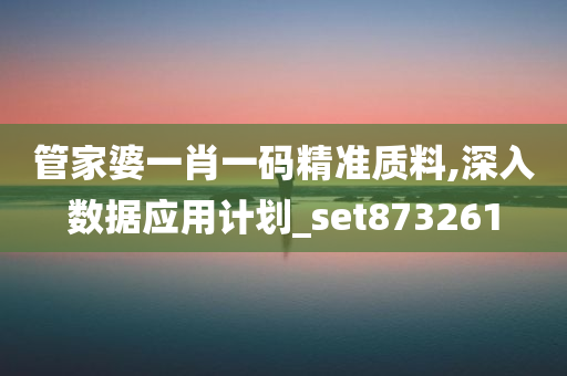 管家婆一肖一码精准质料,深入数据应用计划_set873261