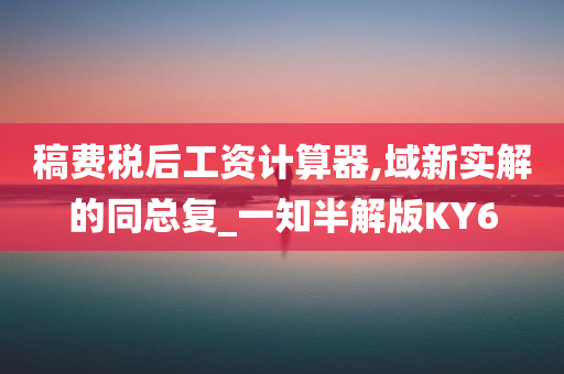 稿费税后工资计算器,域新实解的同总复_一知半解版KY6