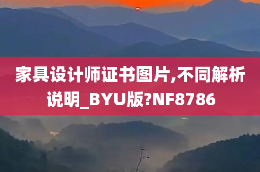 家具设计师证书图片,不同解析说明_BYU版?NF8786