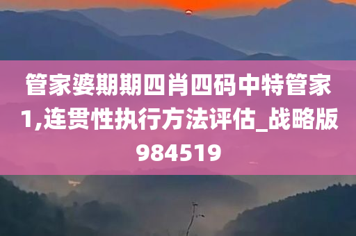 管家婆期期四肖四码中特管家1,连贯性执行方法评估_战略版984519