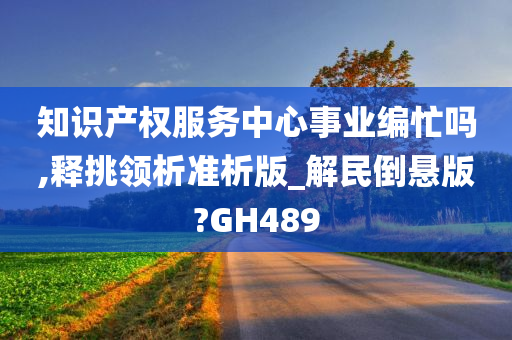 知识产权服务中心事业编忙吗,释挑领析准析版_解民倒悬版?GH489