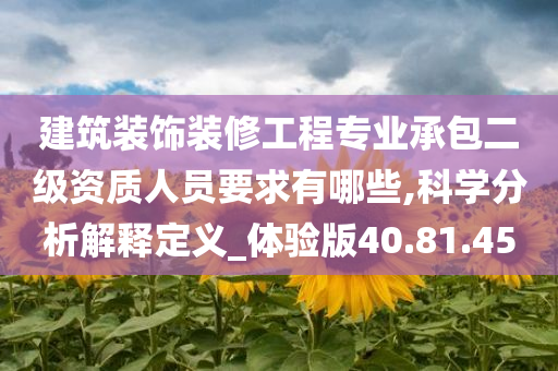 建筑装饰装修工程专业承包二级资质人员要求有哪些,科学分析解释定义_体验版40.81.45