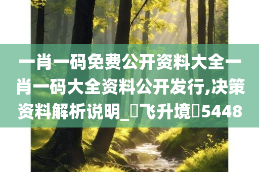 一肖一码免费公开资料大全一肖一码大全资料公开发行,决策资料解析说明_‌飞升境‌5448