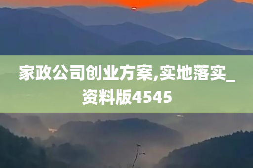 家政公司创业方案,实地落实_资料版4545