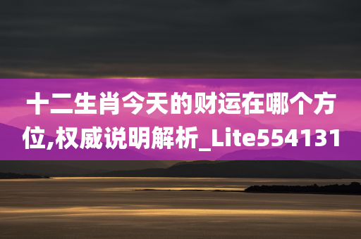 十二生肖今天的财运在哪个方位,权威说明解析_Lite554131