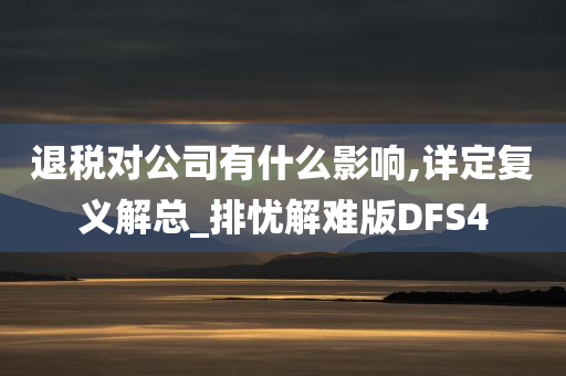 退税对公司有什么影响,详定复义解总_排忧解难版DFS4