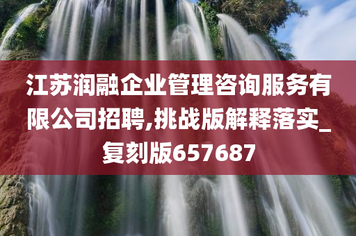 江苏润融企业管理咨询服务有限公司招聘,挑战版解释落实_复刻版657687