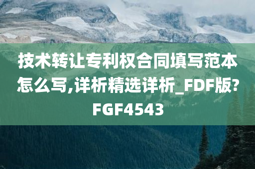 技术转让专利权合同填写范本怎么写,详析精选详析_FDF版?FGF4543