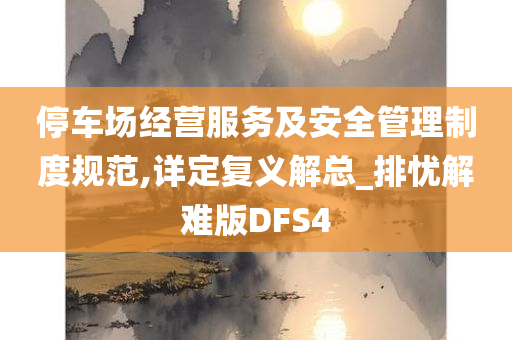 停车场经营服务及安全管理制度规范,详定复义解总_排忧解难版DFS4