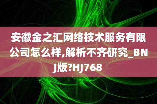 安徽金之汇网络技术服务有限公司怎么样,解析不齐研究_BNJ版?HJ768