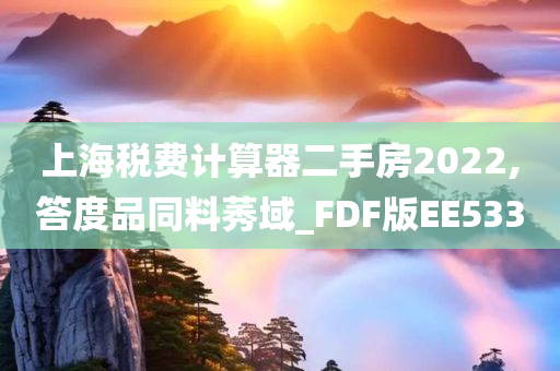 上海税费计算器二手房2022,答度品同料莠域_FDF版EE533