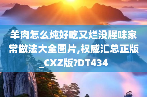 羊肉怎么炖好吃又烂没腥味家常做法大全图片,权威汇总正版_CXZ版?DT434