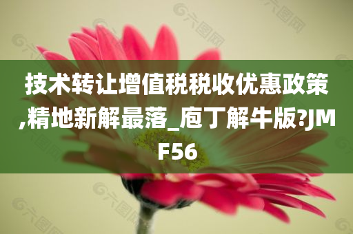 技术转让增值税税收优惠政策,精地新解最落_庖丁解牛版?JMF56