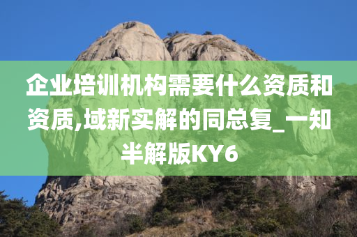 企业培训机构需要什么资质和资质,域新实解的同总复_一知半解版KY6