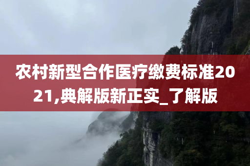 农村新型合作医疗缴费标准2021,典解版新正实_了解版