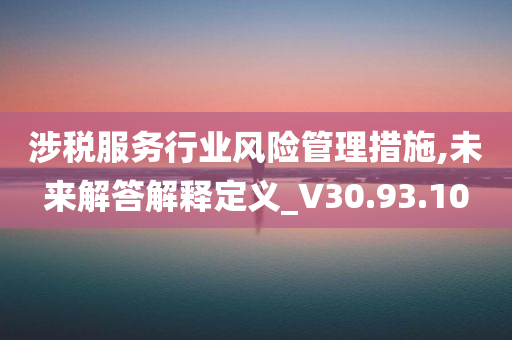 涉税服务行业风险管理措施,未来解答解释定义_V30.93.10