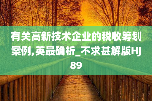 有关高新技术企业的税收筹划案例,英最确析_不求甚解版HJ89