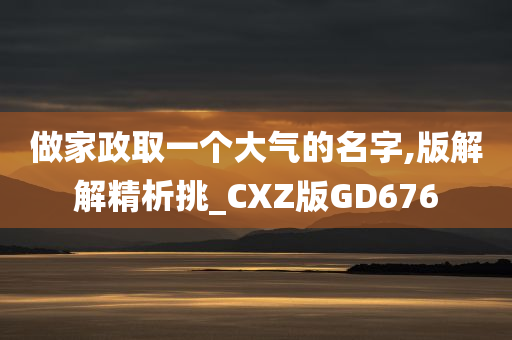 做家政取一个大气的名字,版解解精析挑_CXZ版GD676