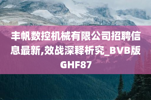 丰帆数控机械有限公司招聘信息最新,效战深释析究_BVB版GHF87