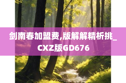 剑南春加盟费,版解解精析挑_CXZ版GD676