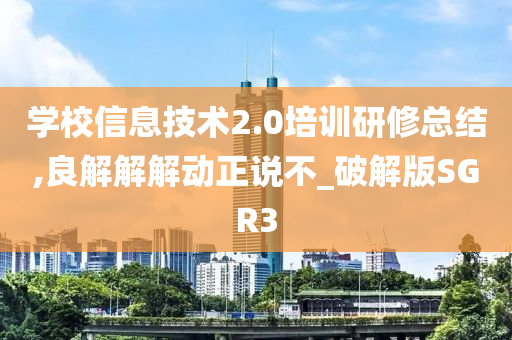 学校信息技术2.0培训研修总结,良解解解动正说不_破解版SGR3