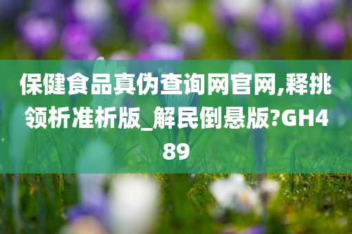 保健食品真伪查询网官网,释挑领析准析版_解民倒悬版?GH489