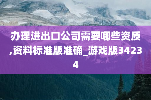 办理进出口公司需要哪些资质,资料标准版准确_游戏版34234