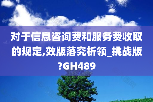 对于信息咨询费和服务费收取的规定,效版落究析领_挑战版?GH489