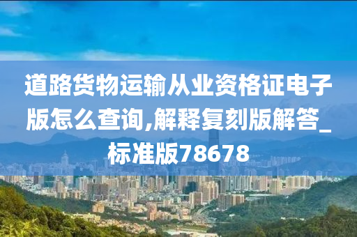 道路货物运输从业资格证电子版怎么查询,解释复刻版解答_标准版78678