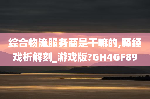 综合物流服务商是干嘛的,释经戏析解刻_游戏版?GH4GF89