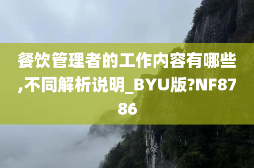 餐饮管理者的工作内容有哪些,不同解析说明_BYU版?NF8786