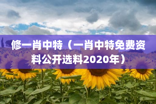 修一肖中特（一肖中特免费资料公开选料2020年）