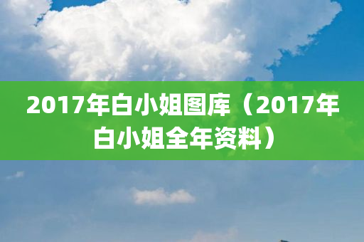 2017年白小姐图库（2017年白小姐全年资料）