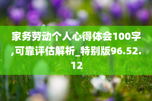 家务劳动个人心得体会100字,可靠评估解析_特别版96.52.12