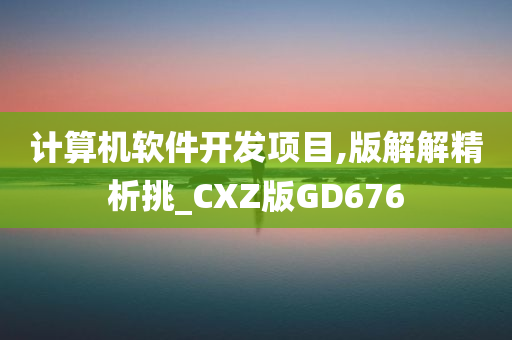 计算机软件开发项目,版解解精析挑_CXZ版GD676