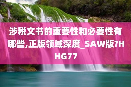 涉税文书的重要性和必要性有哪些,正版领域深度_SAW版?HHG77