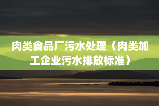 肉类食品厂污水处理（肉类加工企业污水排放标准）