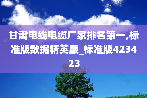 甘肃电线电缆厂家排名第一,标准版数据精英版_标准版423423